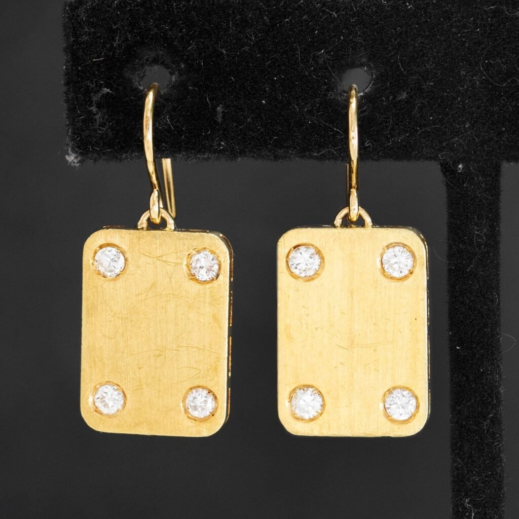 Vintage Diamond Domino Drop Earrings