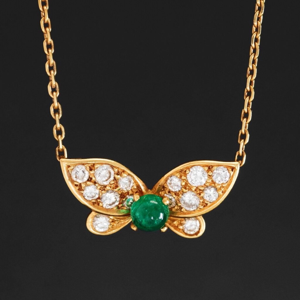 Vintage Diamond & Emerald Butterfly Pendant, by Van Cleef & Arpels