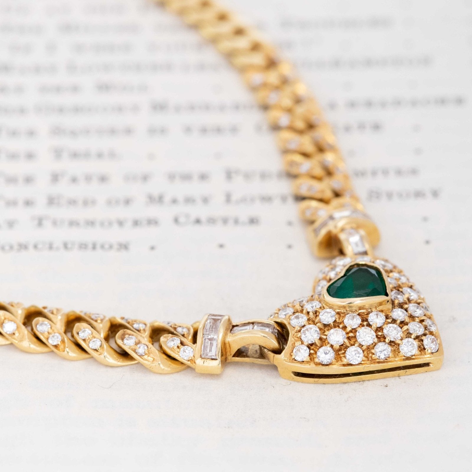 2.38ctw Vintage Diamond & Emerald Cluster Heart Necklace - Image 5