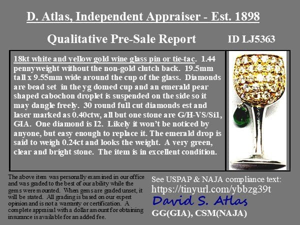 Vintage Diamond & Emerald Cocktail Pin - Image 4