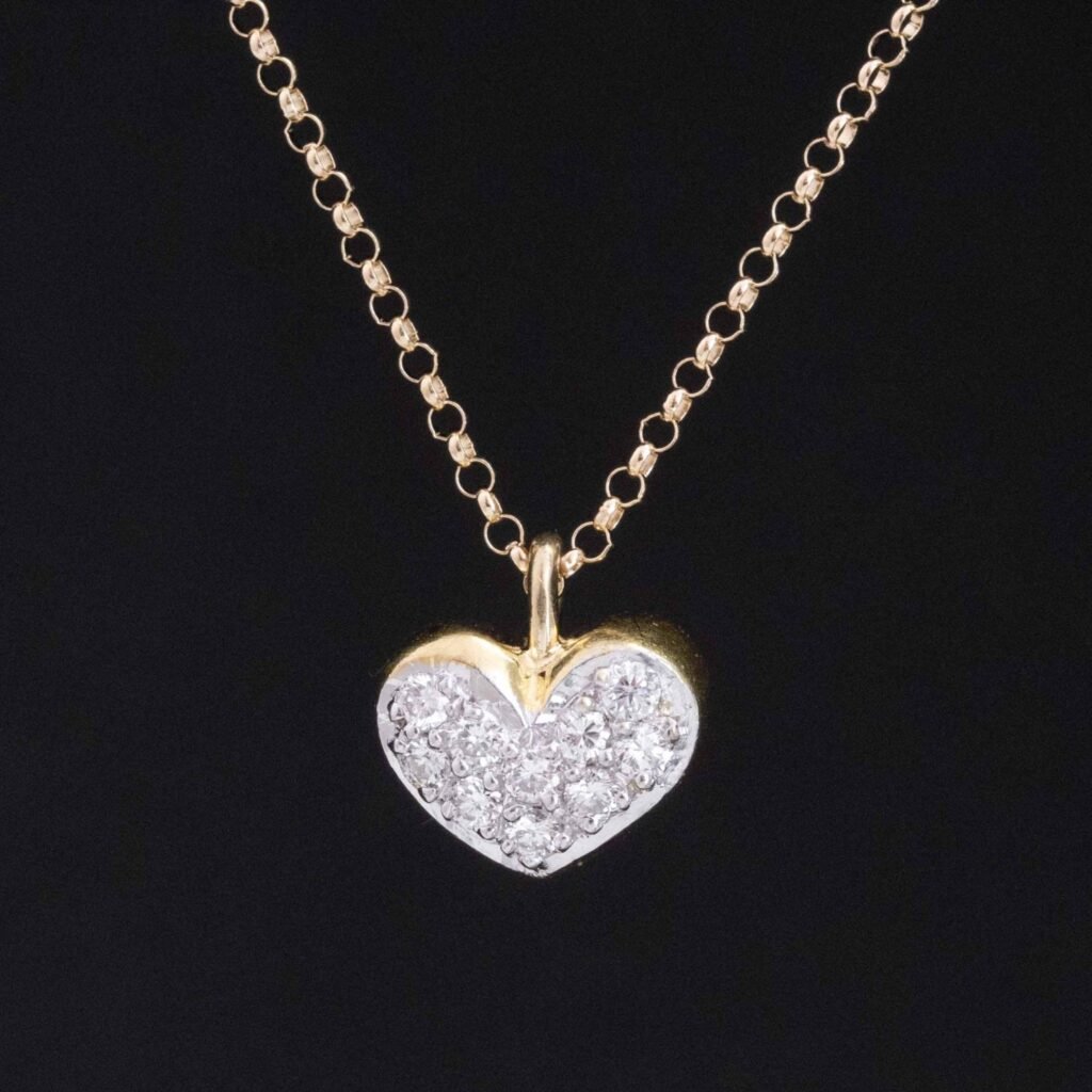 Vintage Diamond Heart Cluster Necklace