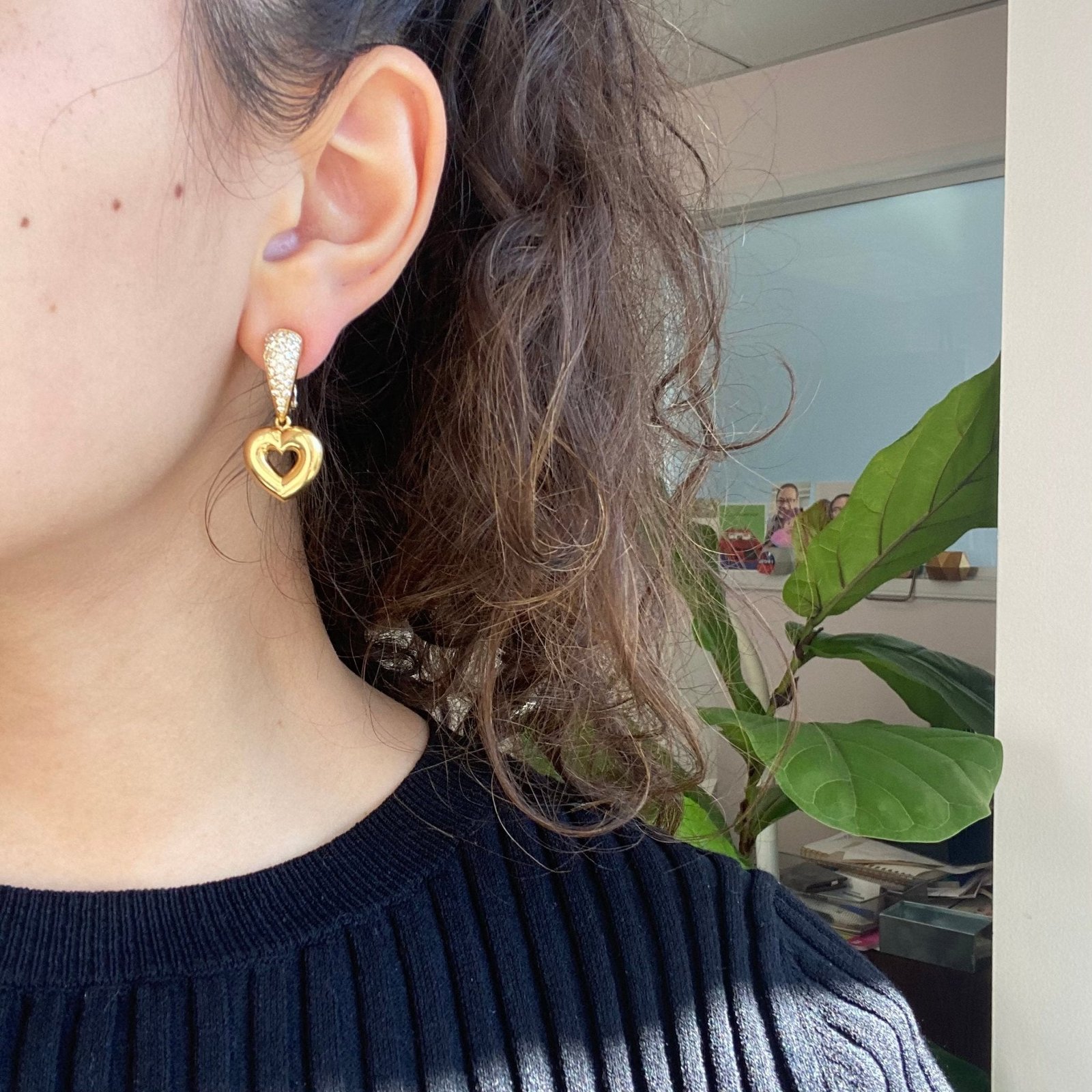 Vintage Diamond Heart Drop Earrings by Chaumet - Image 2