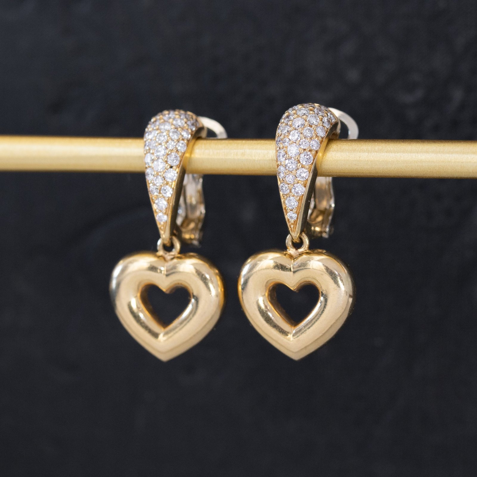 Vintage Diamond Heart Drop Earrings by Chaumet - Image 4