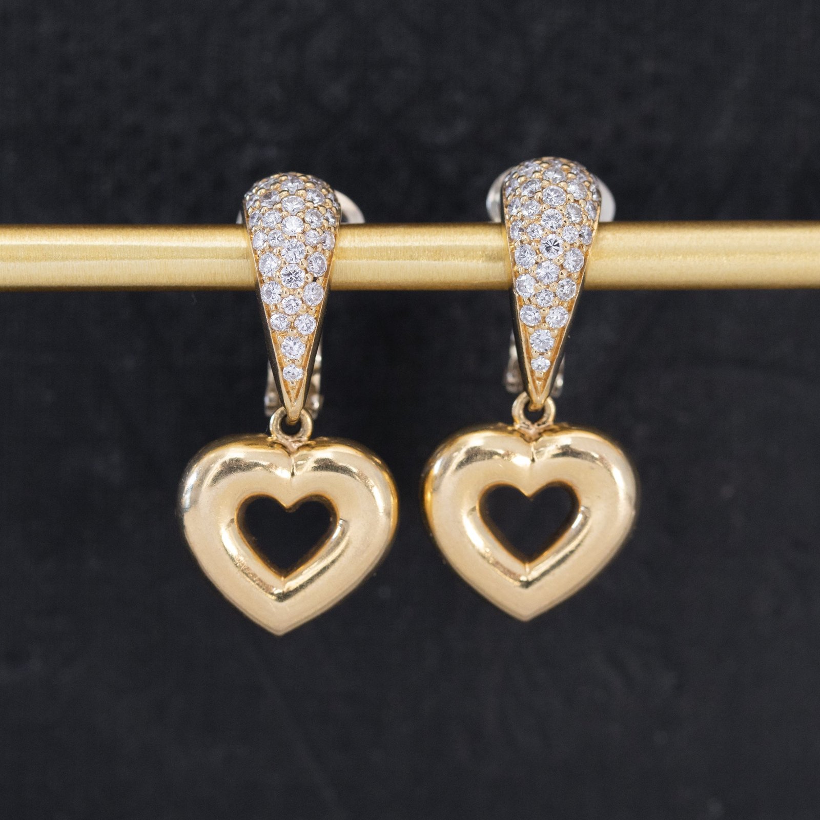 Vintage Diamond Heart Drop Earrings by Chaumet - Image 5