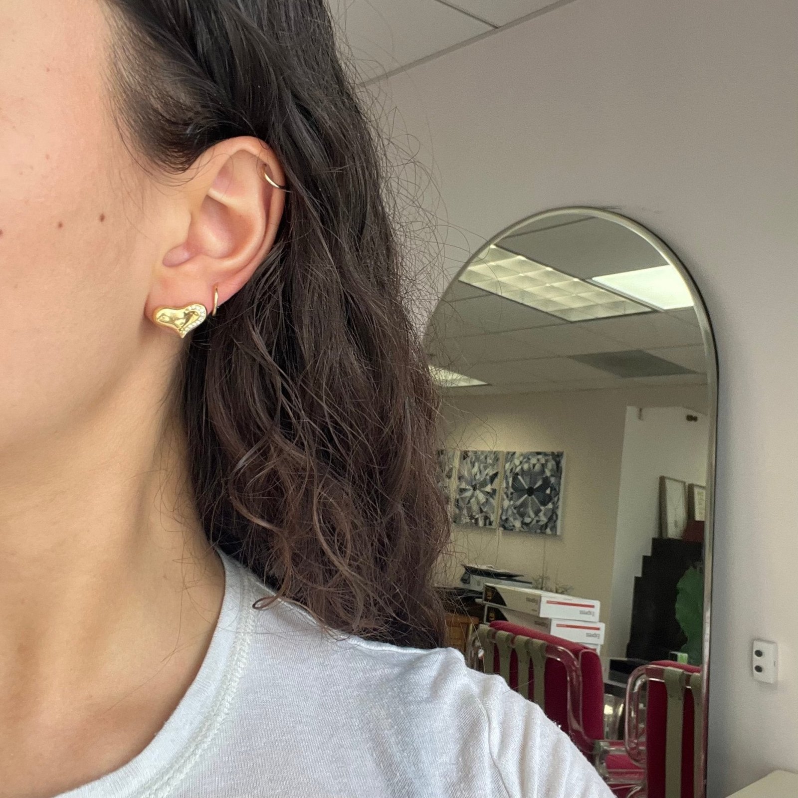 Vintage Diamond Heart Stud Earrings, by Angela Cummings - Image 2