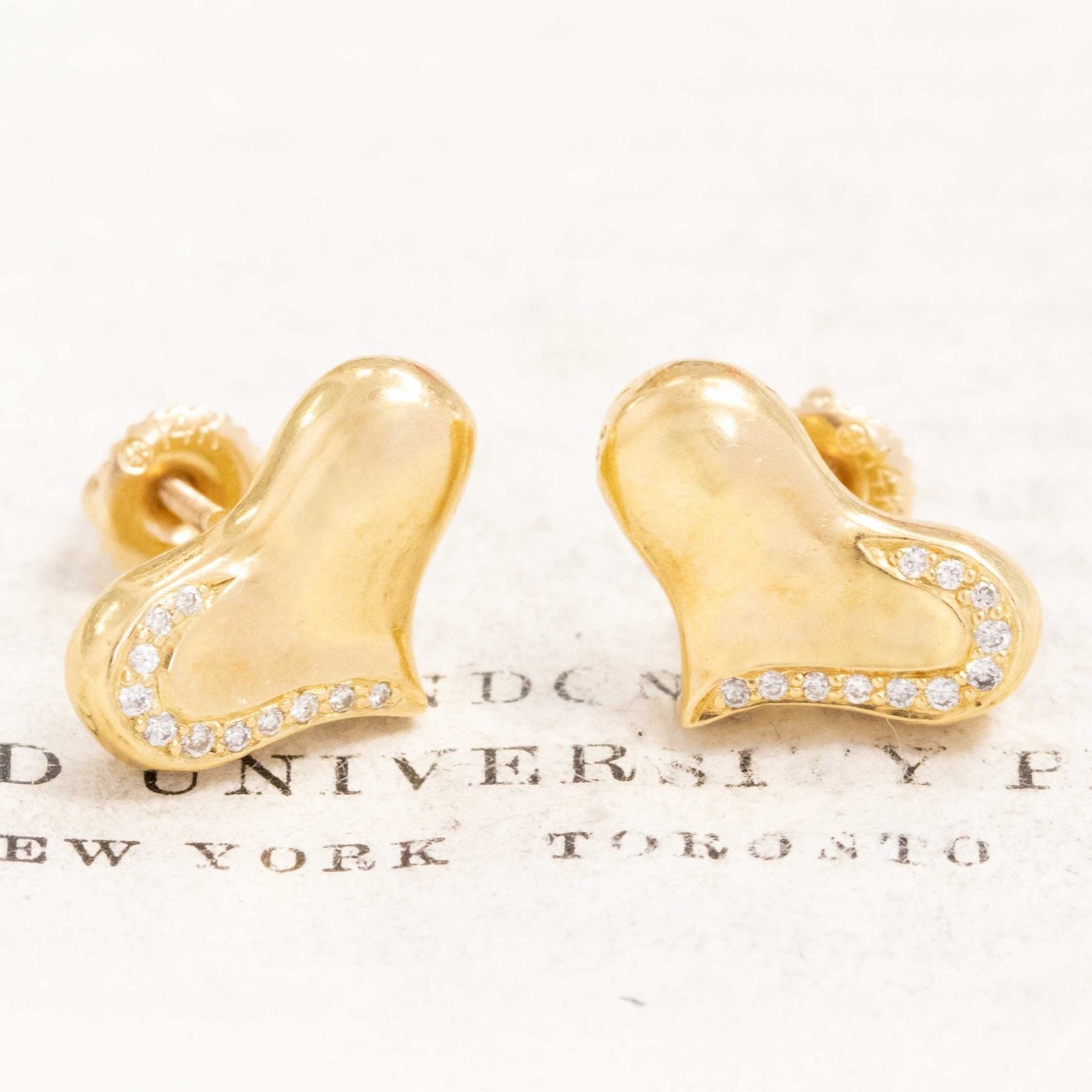Vintage Diamond Heart Stud Earrings, by Angela Cummings - Image 3