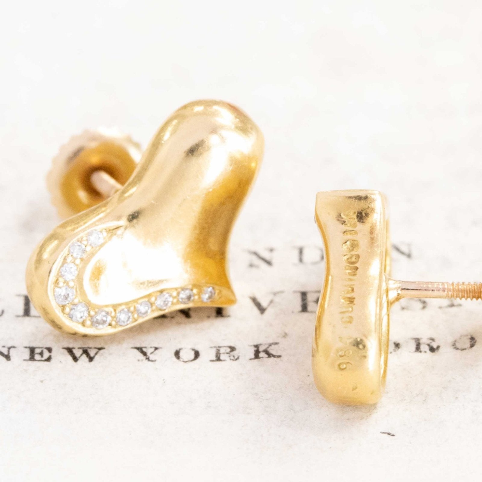 Vintage Diamond Heart Stud Earrings, by Angela Cummings - Image 4