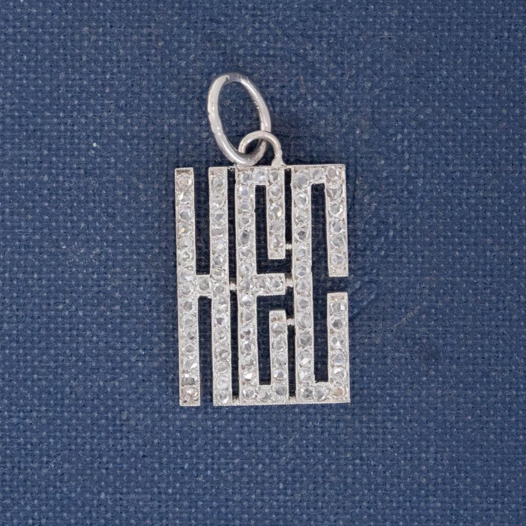 Vintage Diamond "HEC" Letter Initials Charm