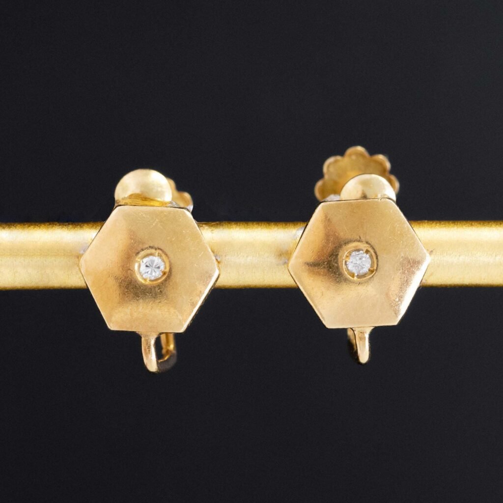 Vintage Diamond Hexagon Earrings, by Cartier
