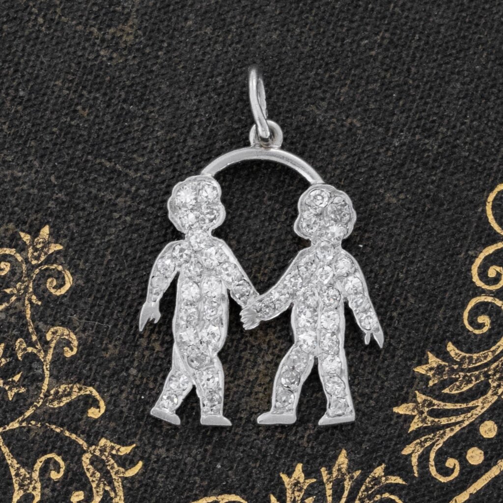 Vintage Diamond Holding Hands Charm