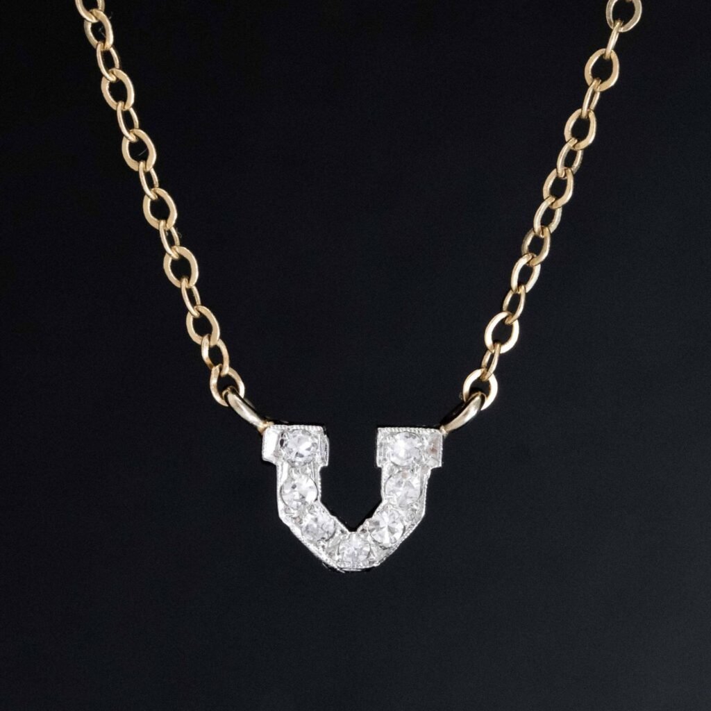 Vintage Diamond Horseshoe Pendant