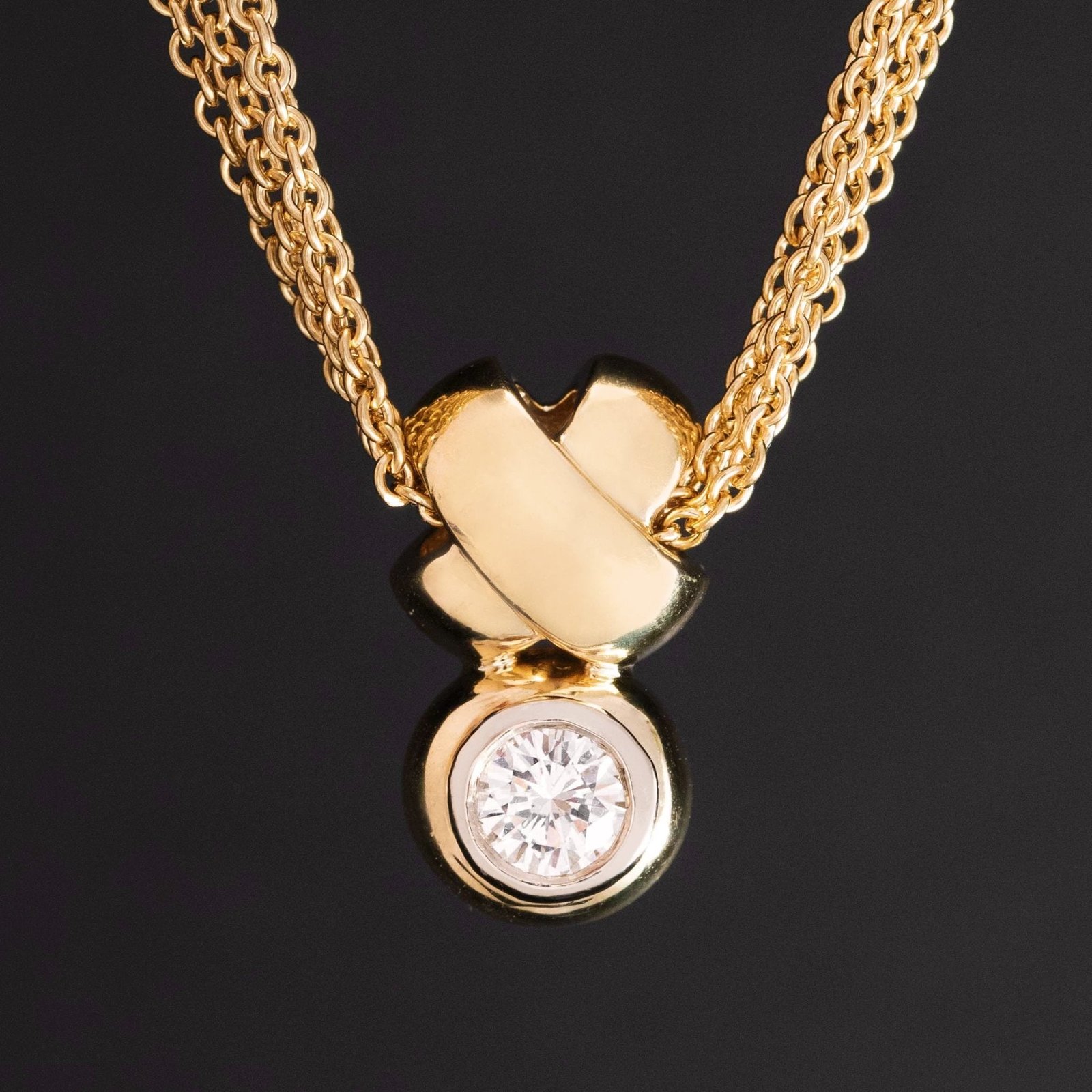 Vintage Diamond Quad Chain Pendant, Italian