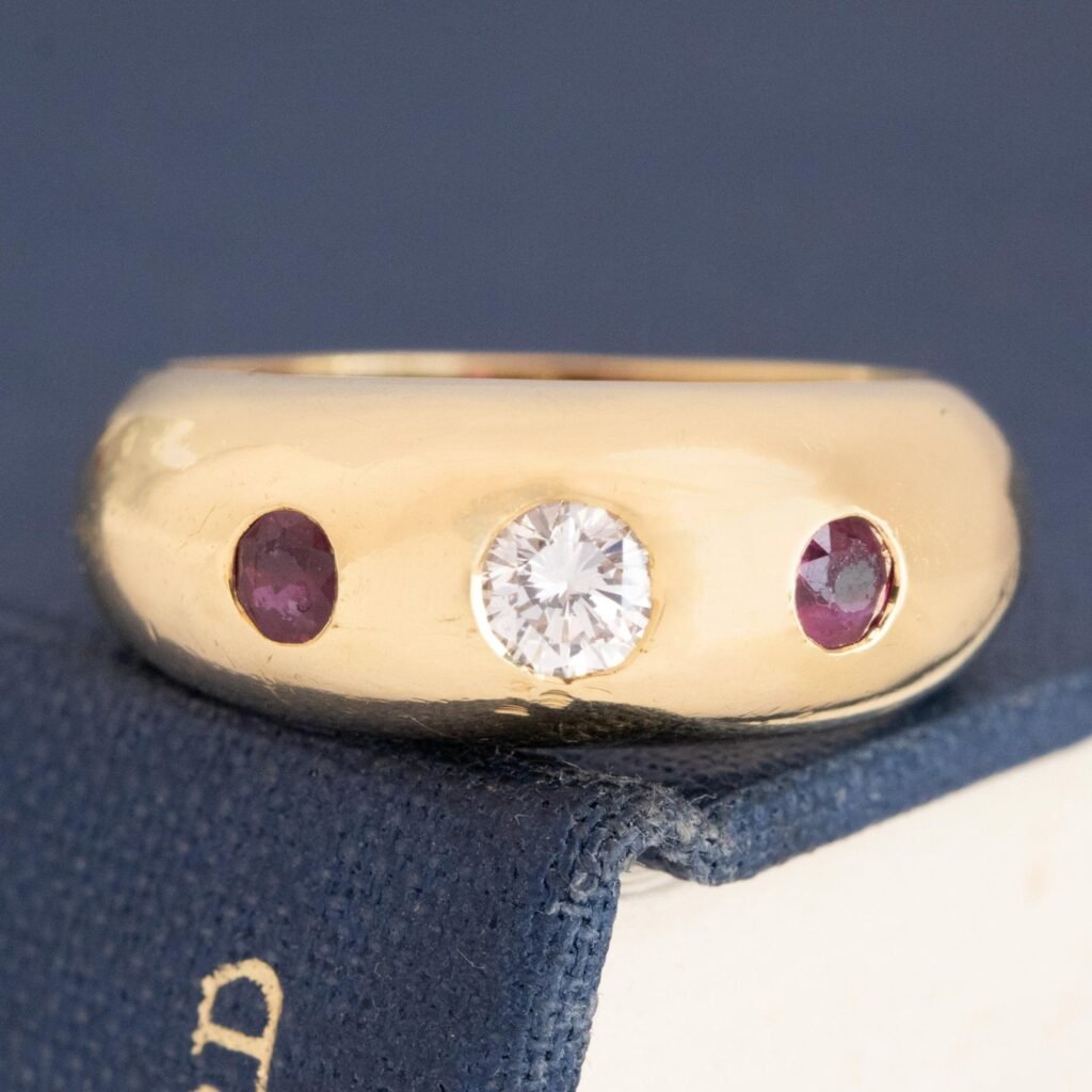 Vintage Diamond & Ruby Trilogy Dome Band, by Cartier