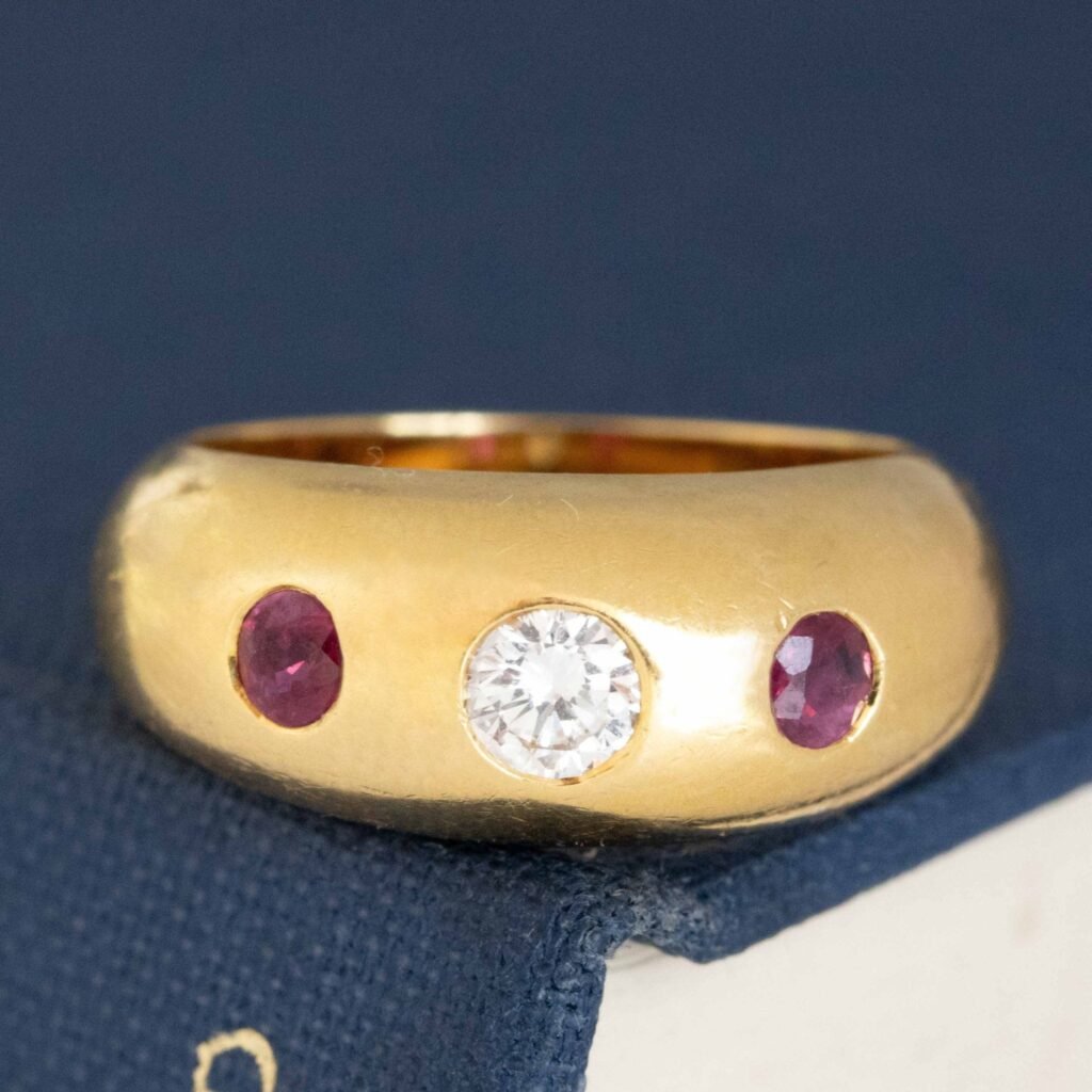 Vintage Diamond & Ruby Trilogy Dome Band, by Cartier