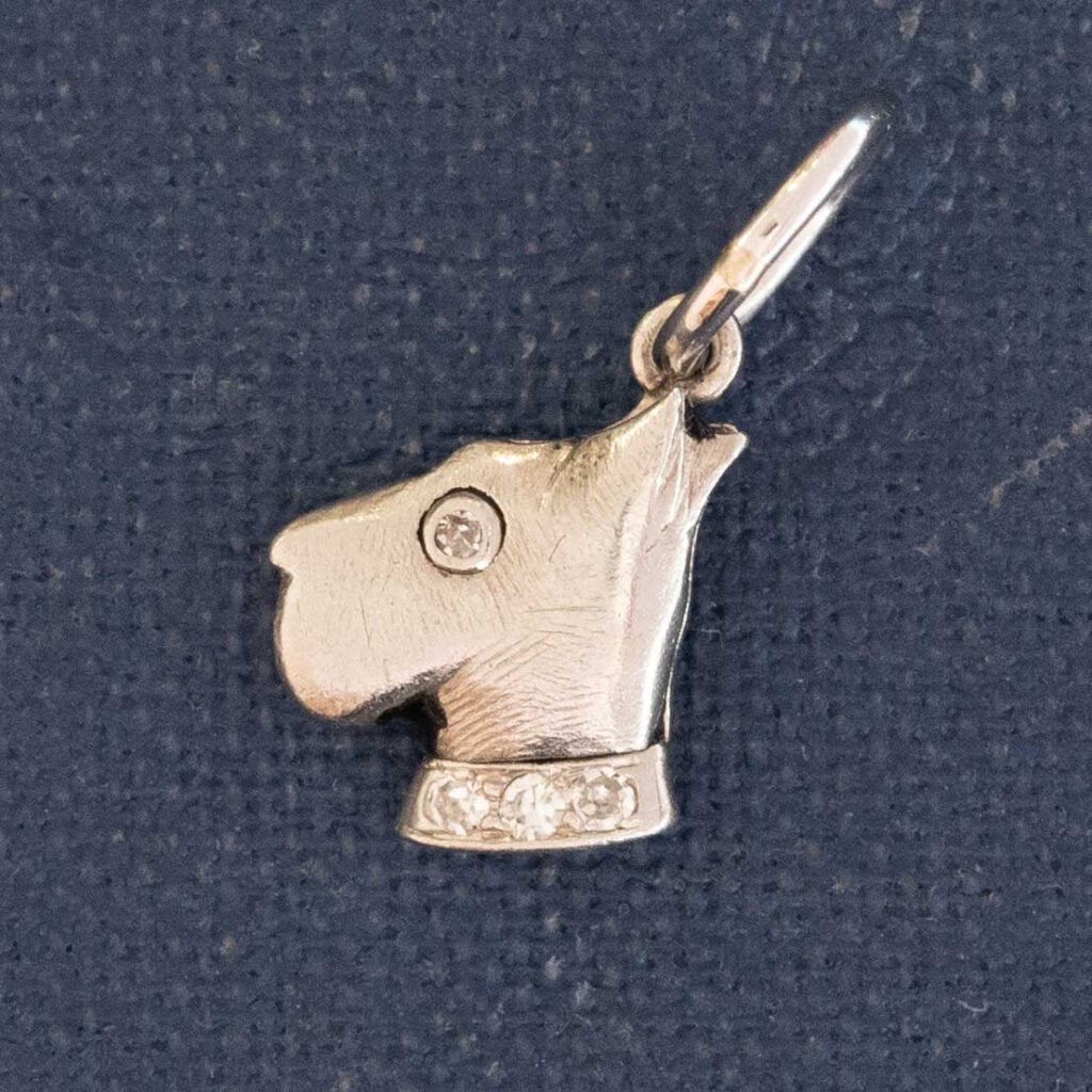 Vintage Diamond Terrier Dog Charm