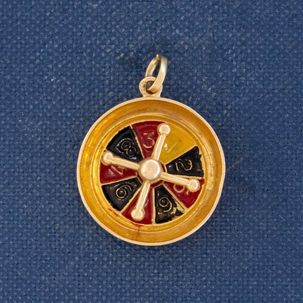 Vintage Enamel Roulette Charm, French