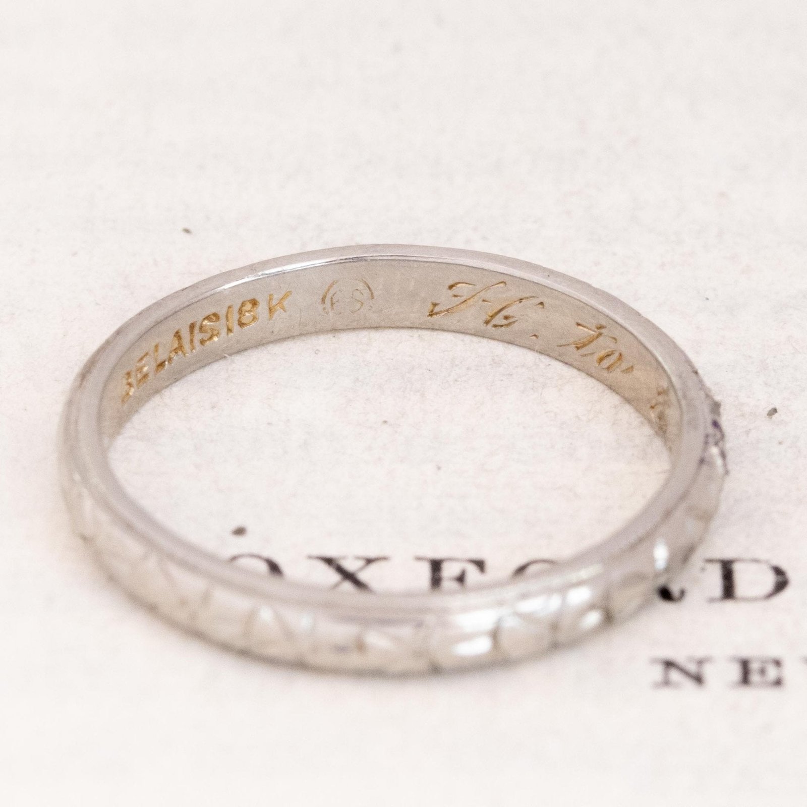 Vintage Etched Wedding Band c. 1924 - Image 3