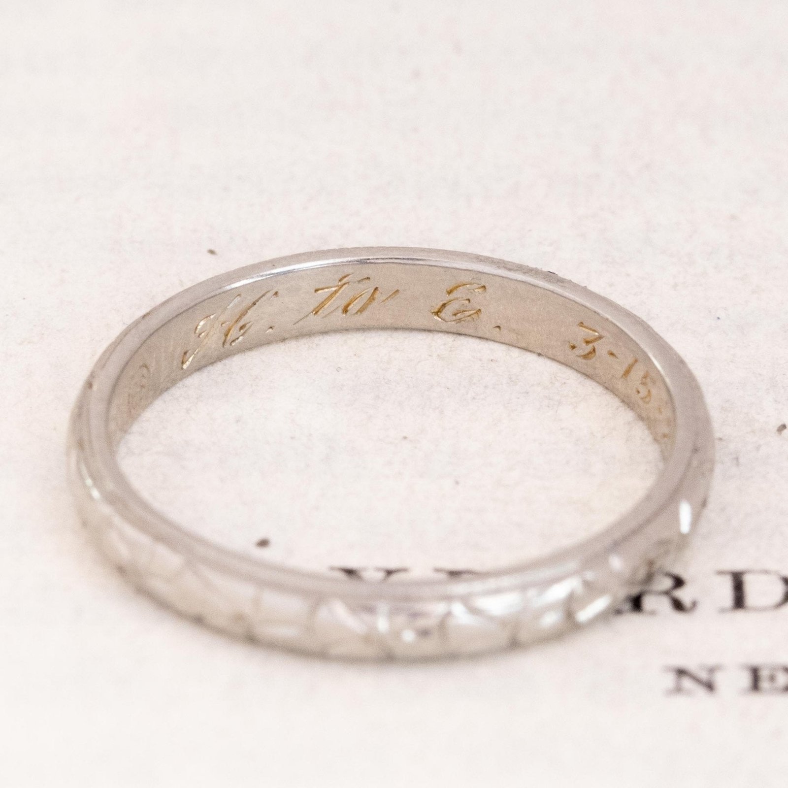 Vintage Etched Wedding Band c. 1924 - Image 4