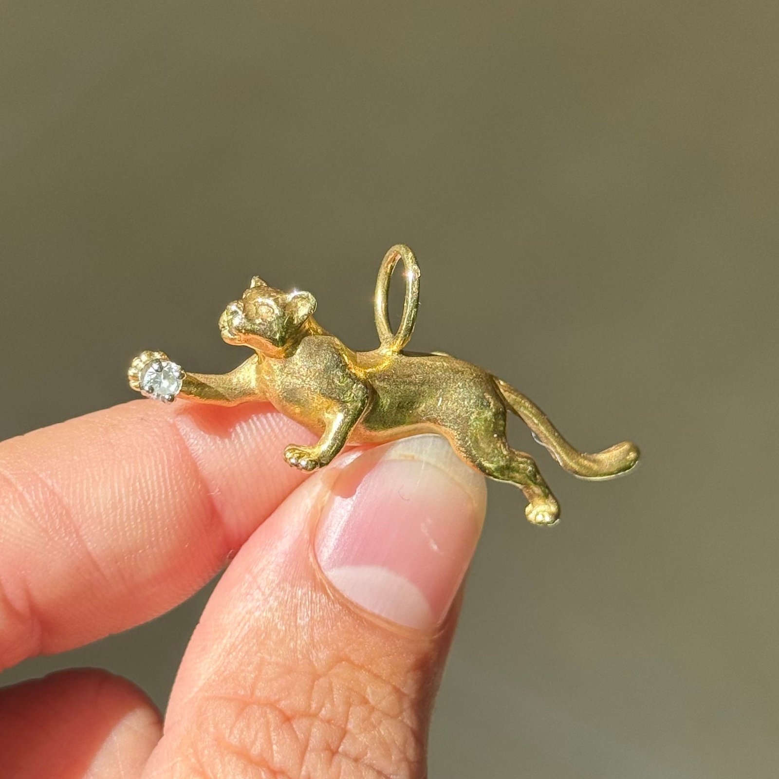 Vintage Diamond Cat Pendant, by Gayle Bright - Image 2