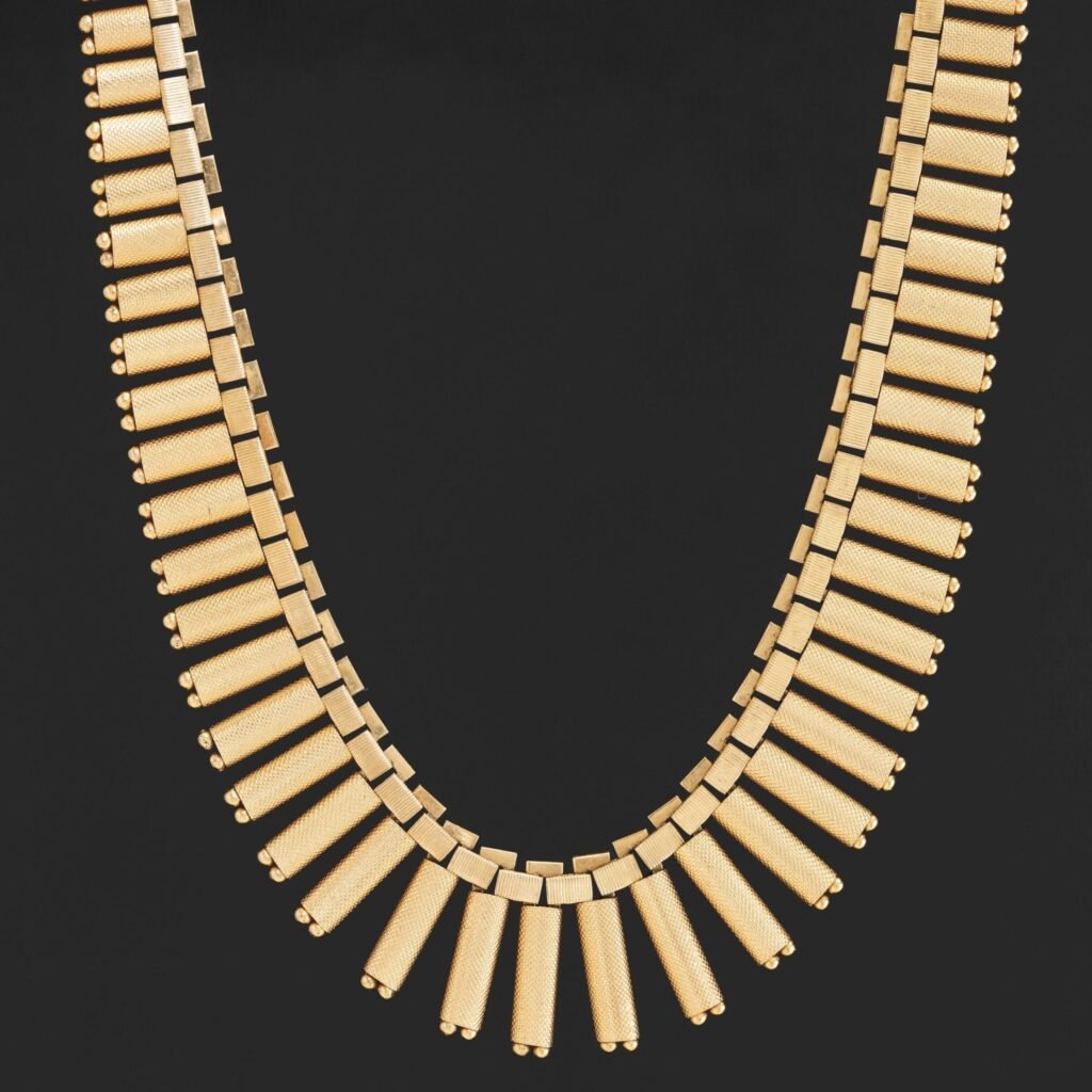 Vintage Gold Fringe Necklace, Italian
