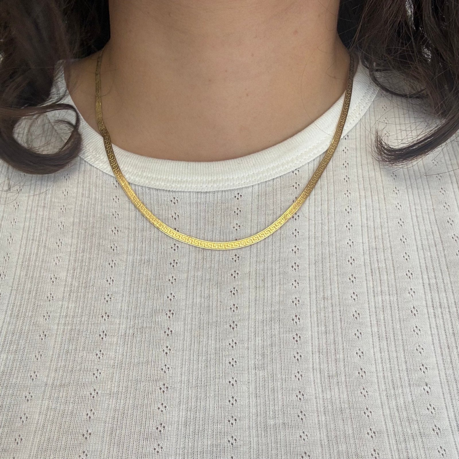 Vintage Greek Key Herringbone Necklace, Italian - Image 2