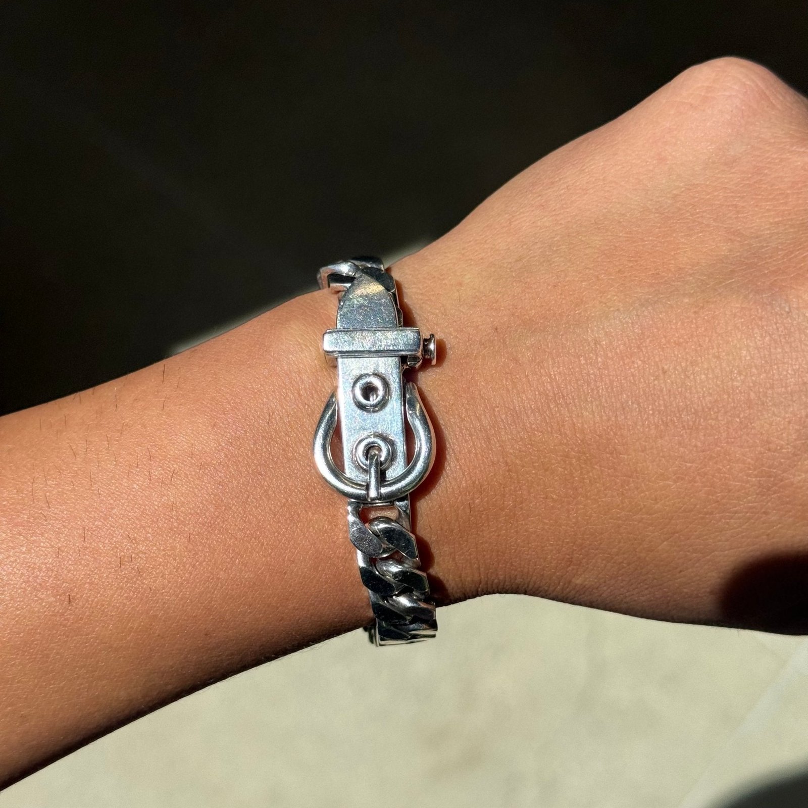 Vintage Silver Buckle Bracelet, by Hermes Paris - Image 2