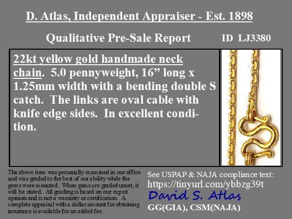 Vintage High Karat Cable Link Chain, 22kt - Image 4
