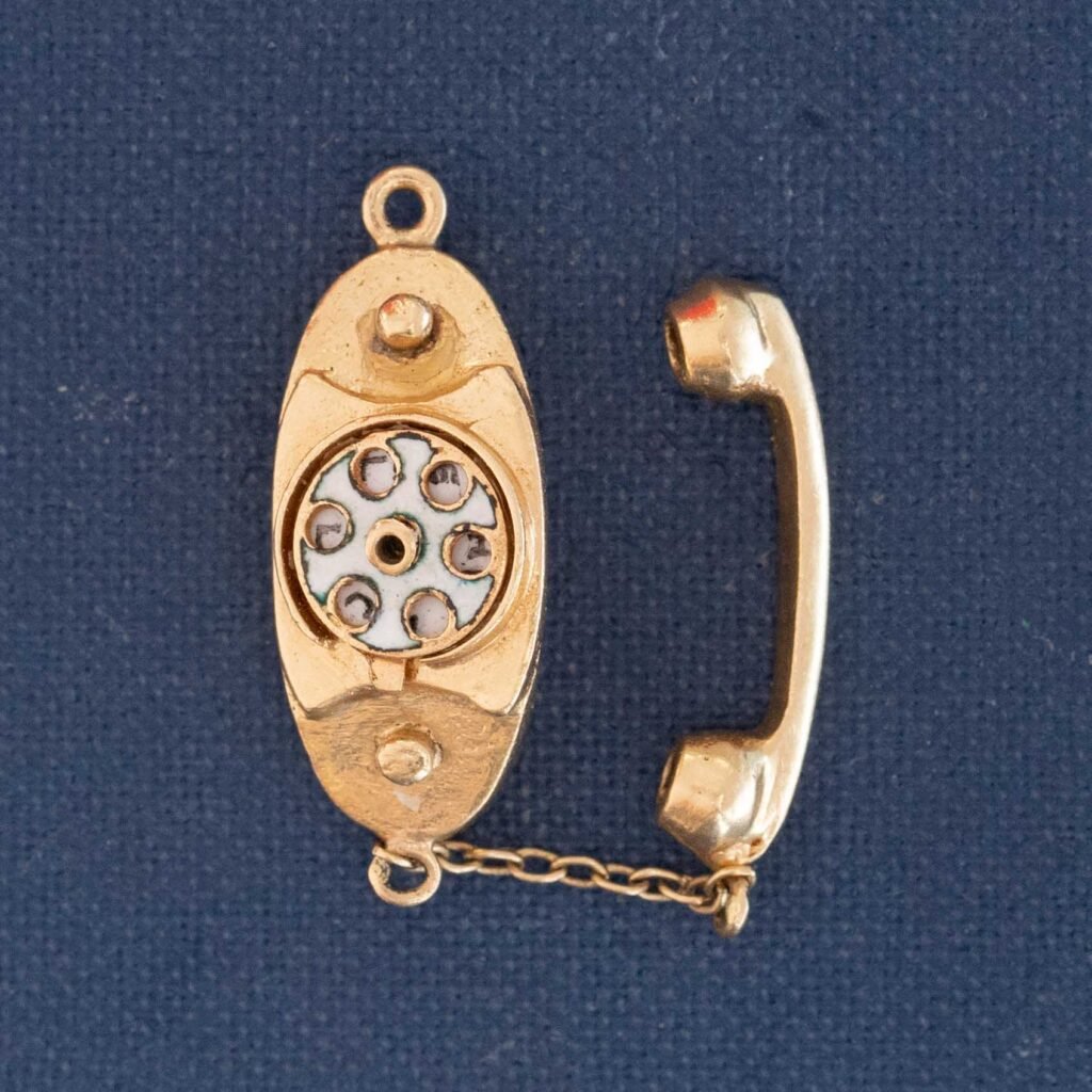 Vintage I LOVE U Articulating Rotary Phone Charm