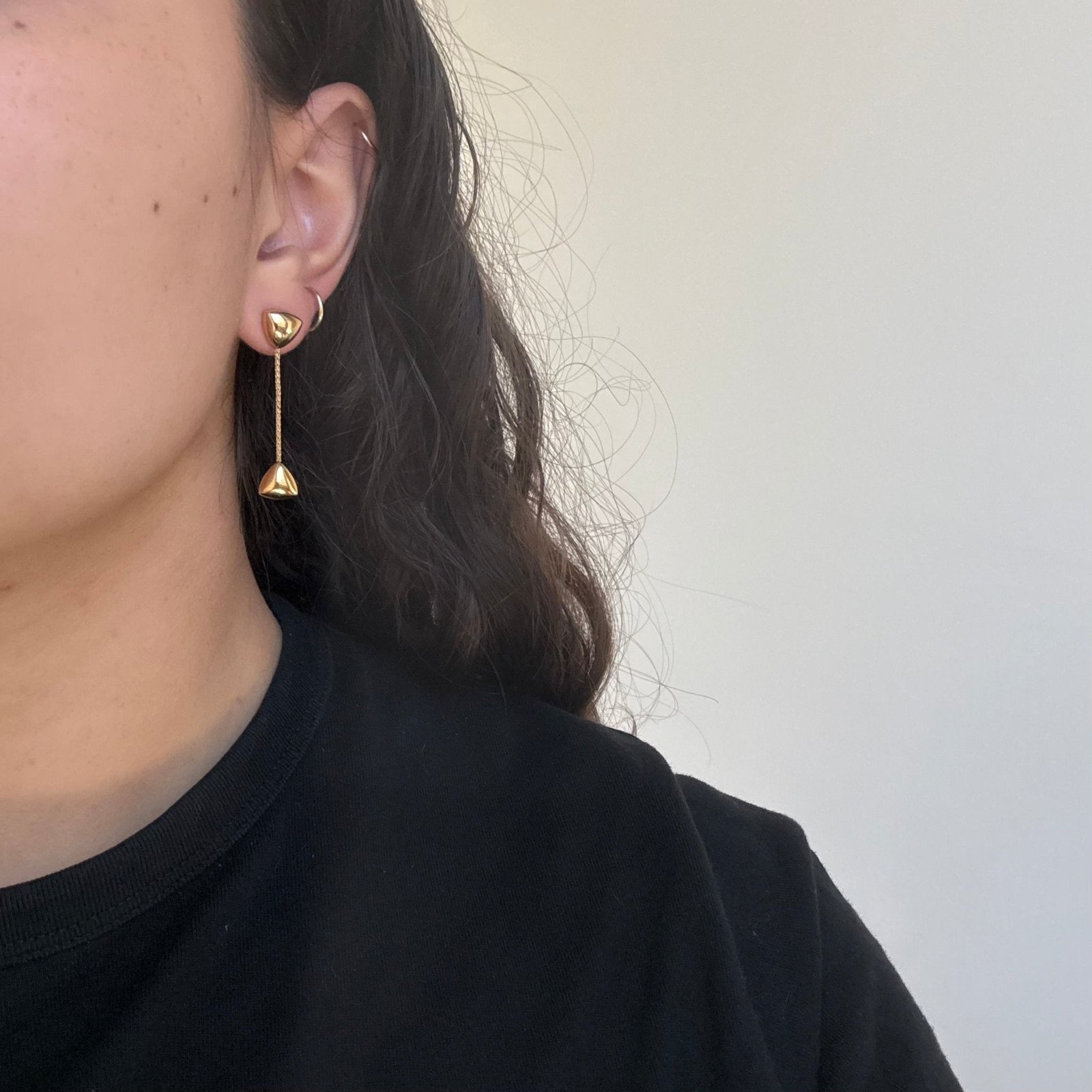Vintage Triangle Drop Earrings, Italian - Image 2