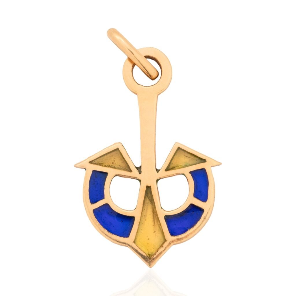 Vintage Anchor Plique-a-Jour Pendant, Italian