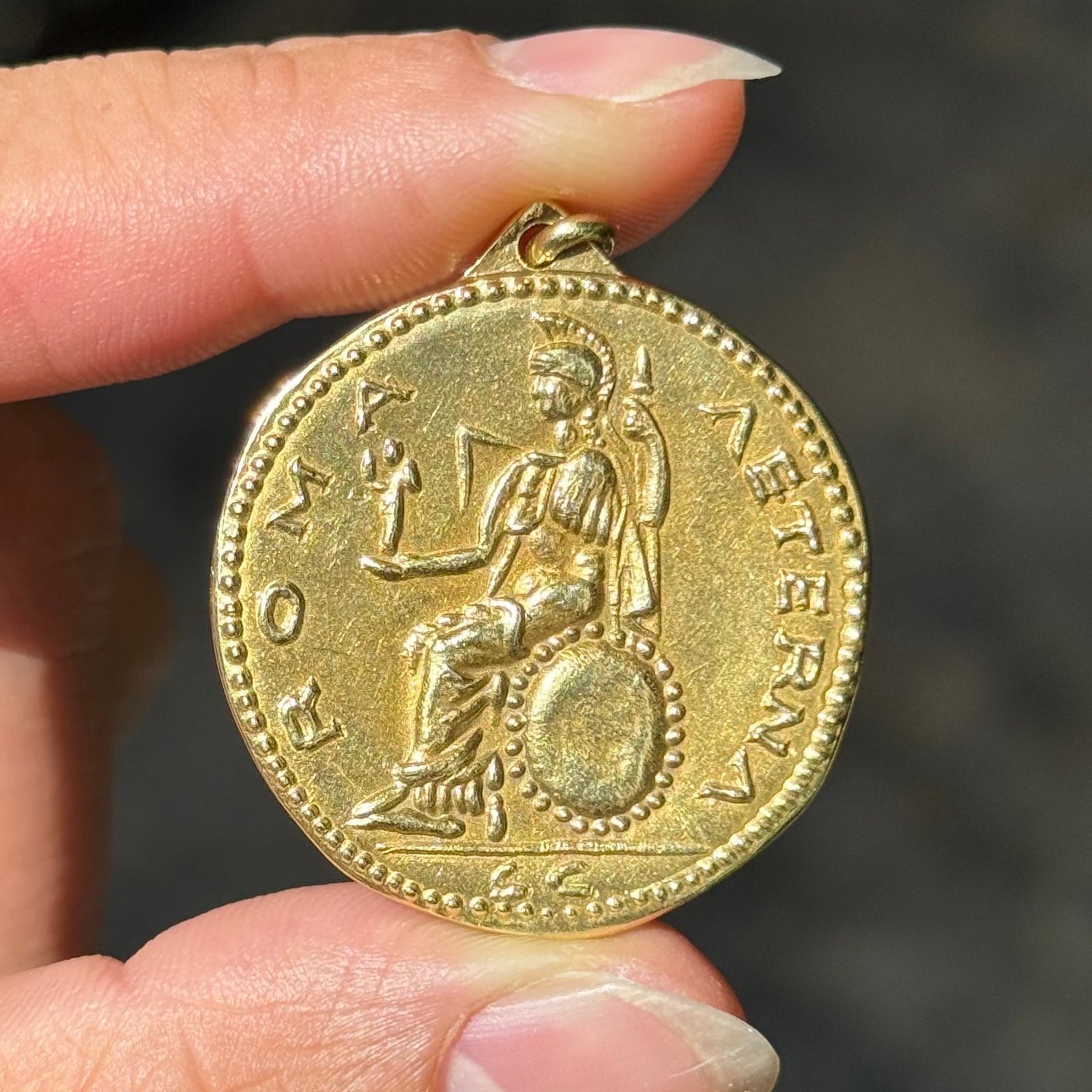 Vintage Roman Sestertius Coin Pendant, Italian - Image 2