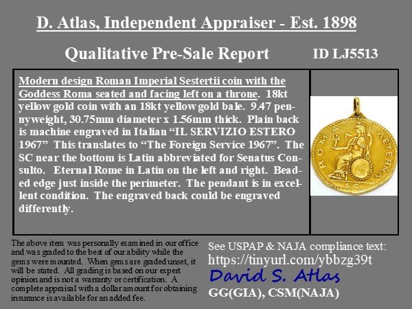 Vintage Roman Sestertius Coin Pendant, Italian - Image 4