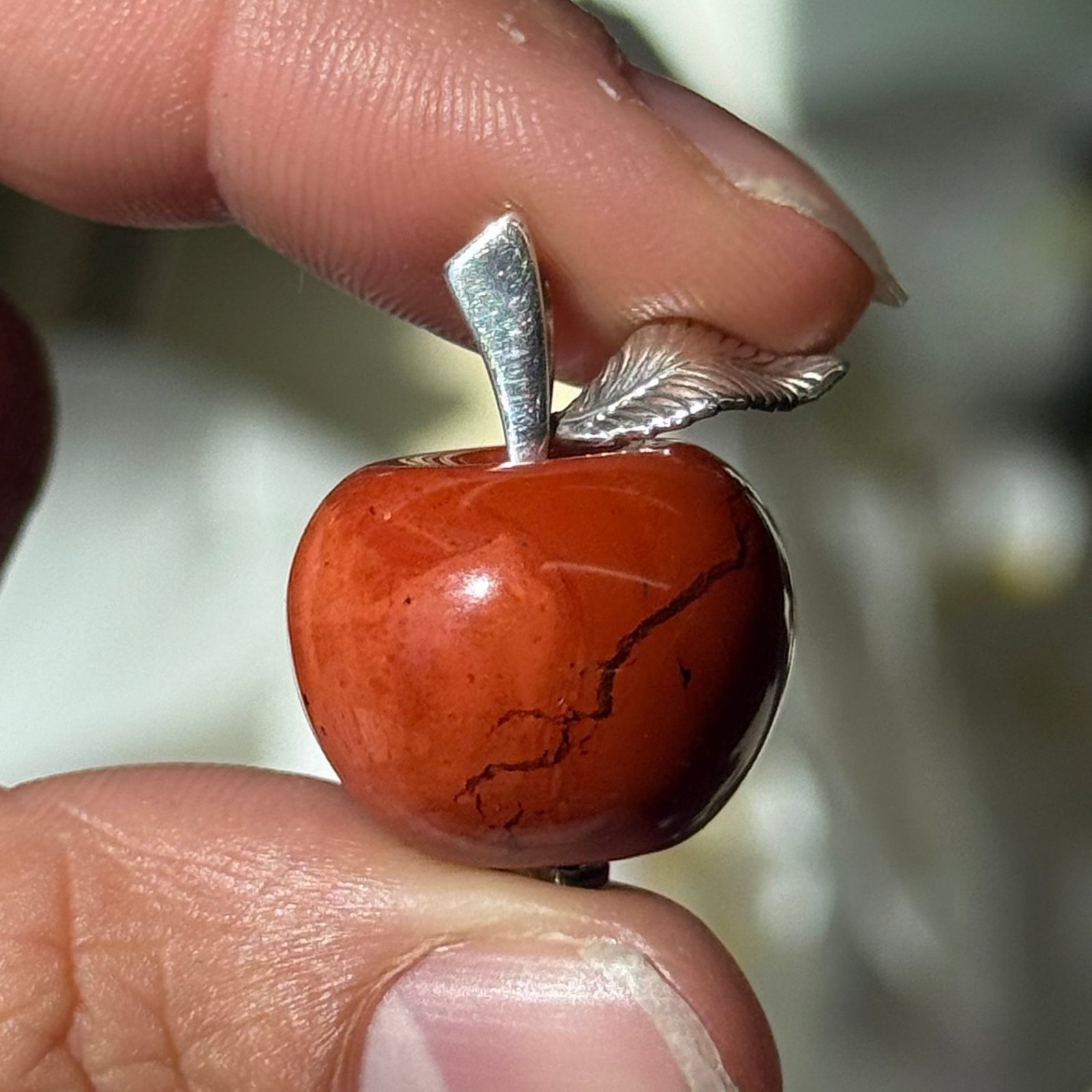 Vintage Jasper Quartz Apple Pendant - Image 2
