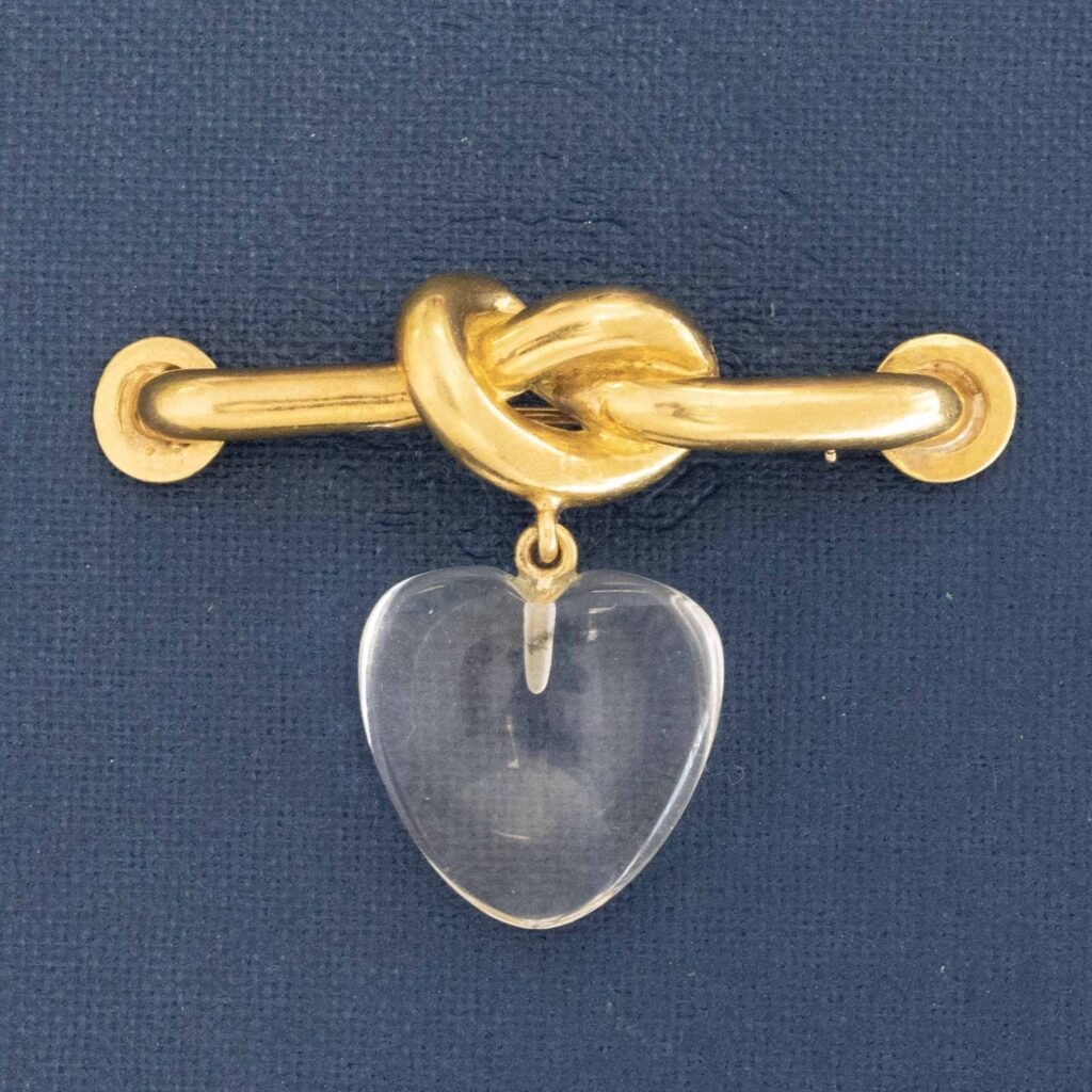Vintage Knot Crystal Heart Brooch, by Aldo Cipullo for Cartier