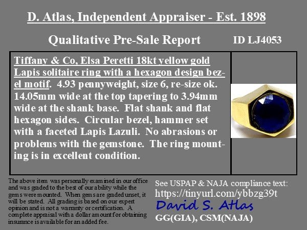 Vintage Lapis Lazuli Signet Ring, by Elsa Peretti for Tiffany & Co. - Image 4
