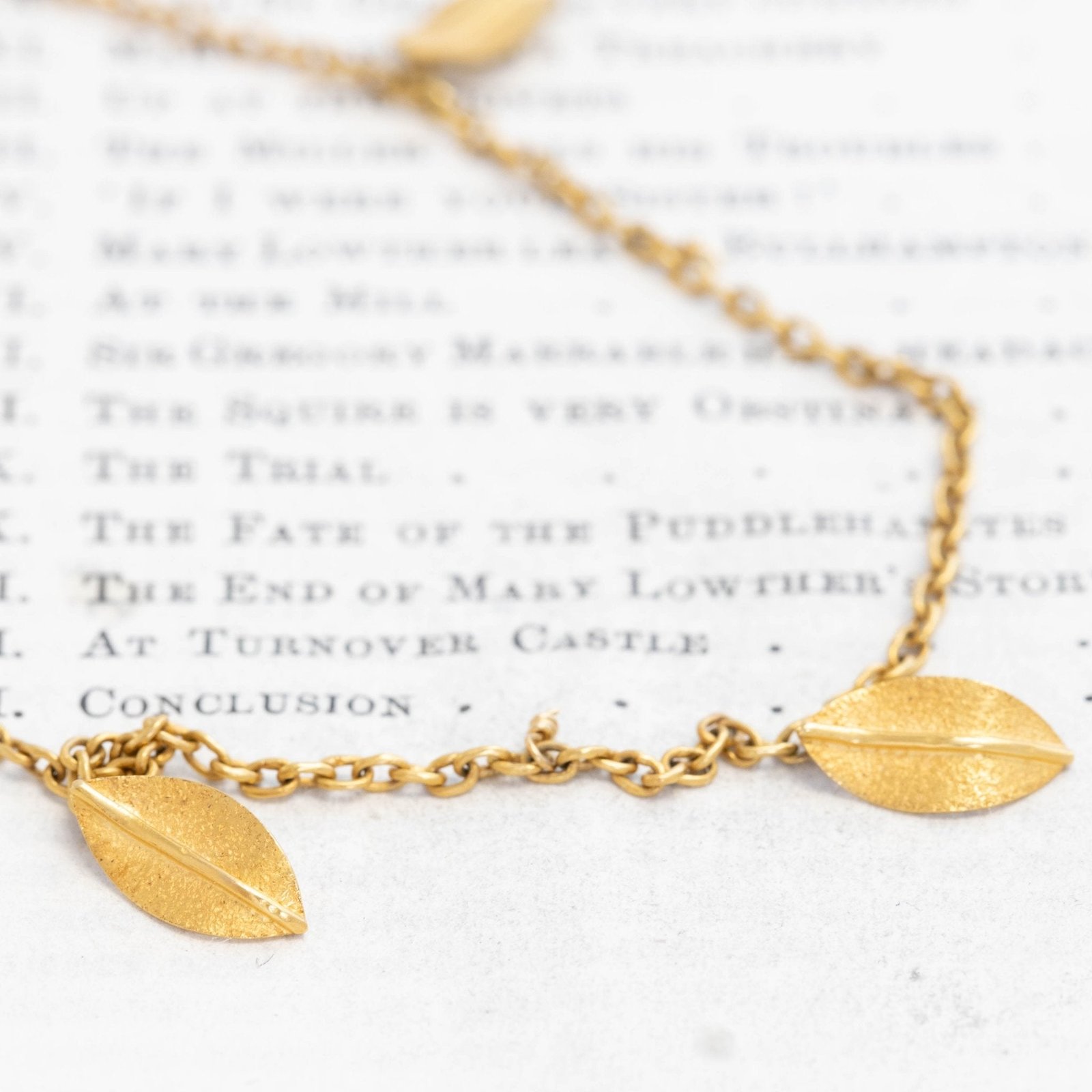 Vintage Leaf Drop Station Necklace - Image 3