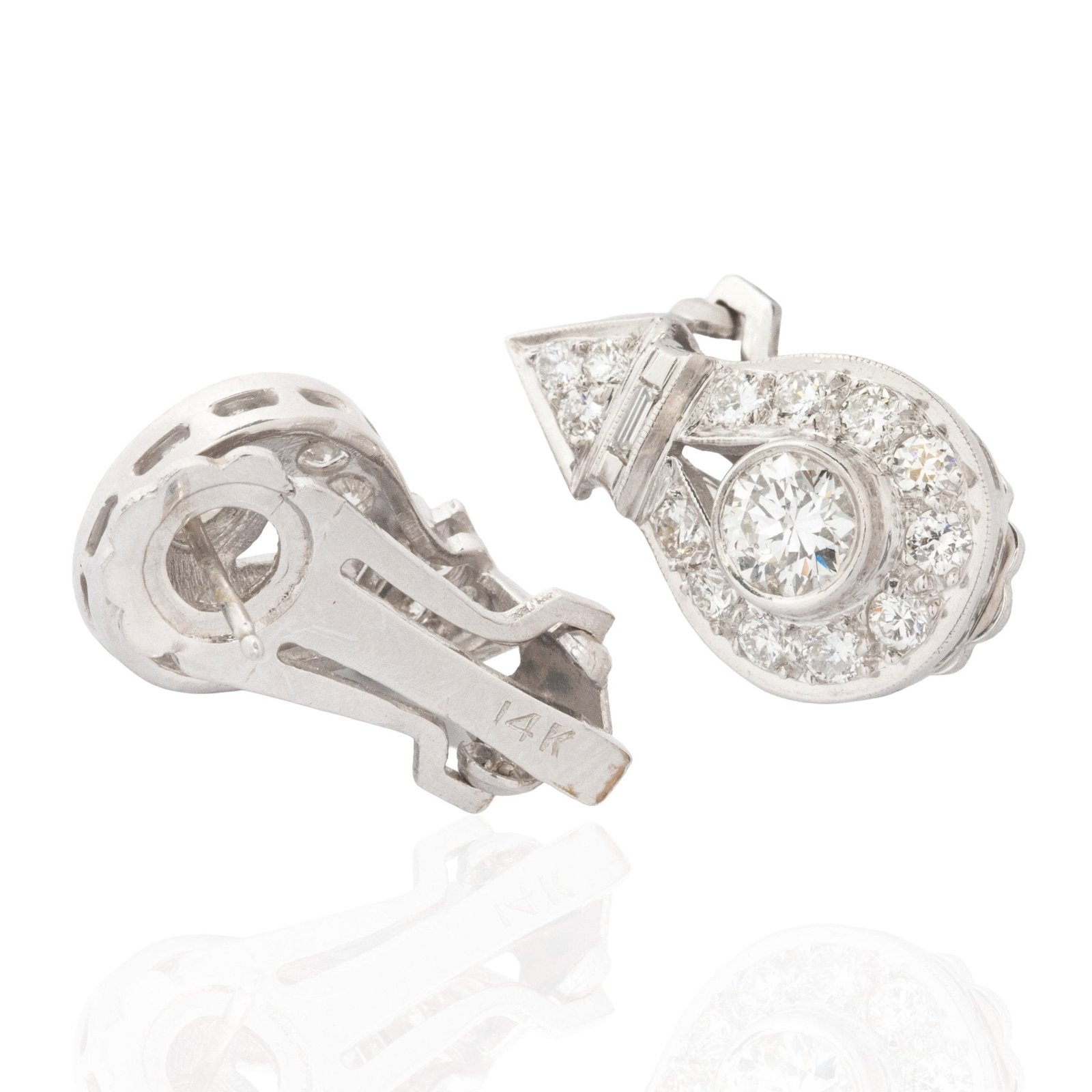 1.71ctw Vintage Diamond Arrow Drop Earrings - Image 4