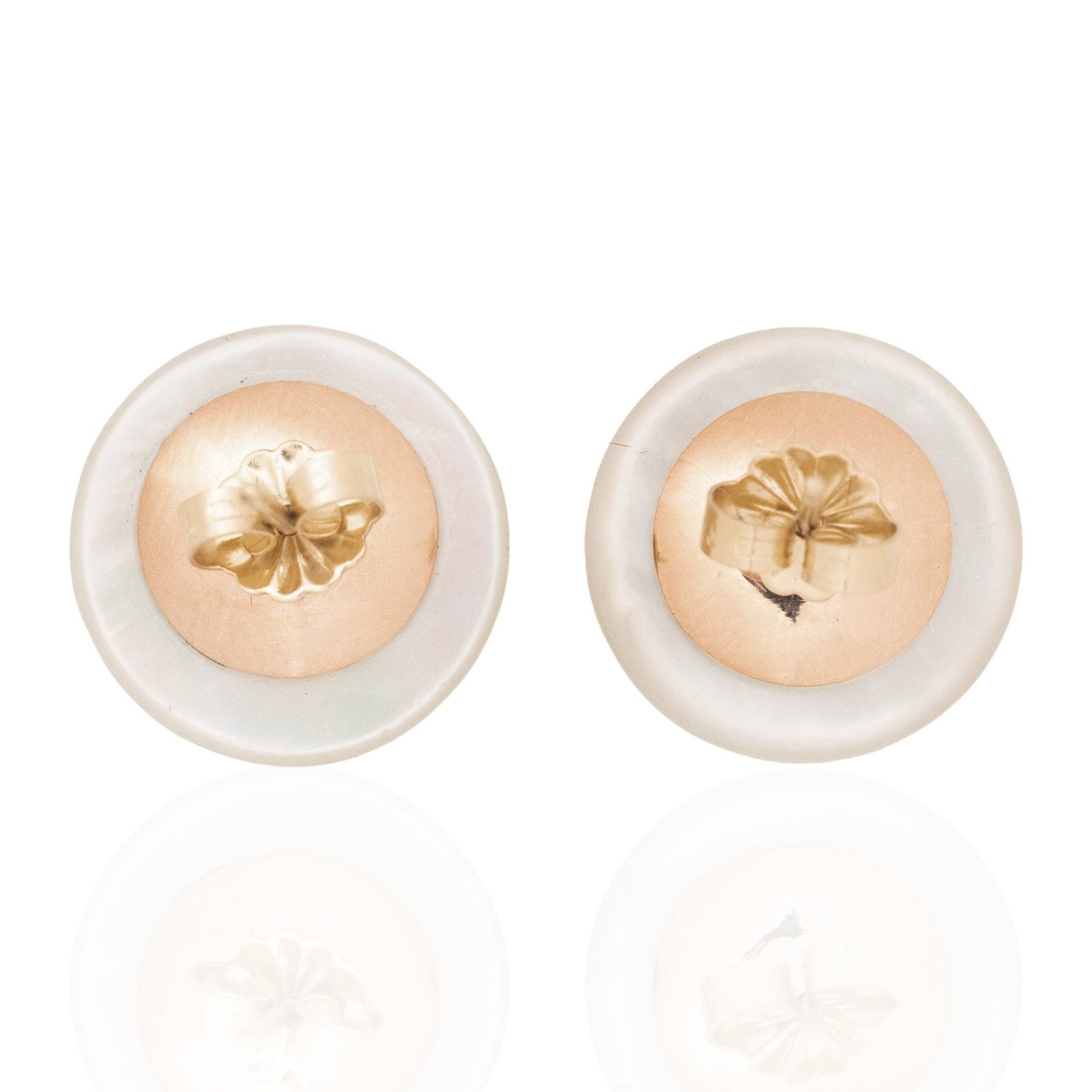 Vintage Old European Cut Diamond Mother of Pearl Stud Earrings - Image 5