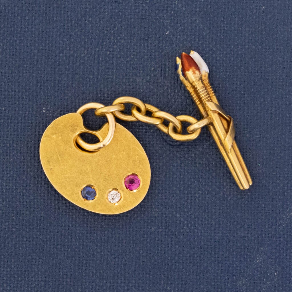 Vintage Paint Palette and Brush Charm / Pendant