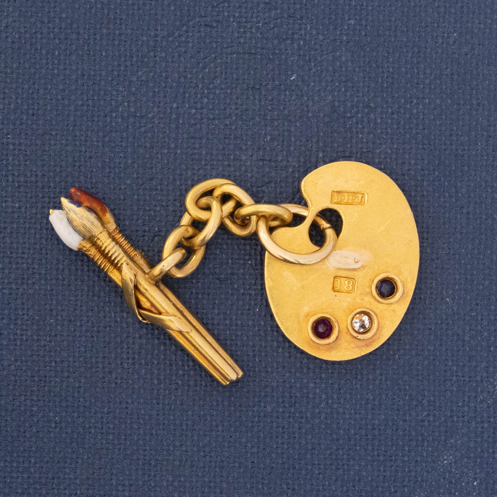 Vintage Paint Palette and Brush Charm / Pendant - Image 4
