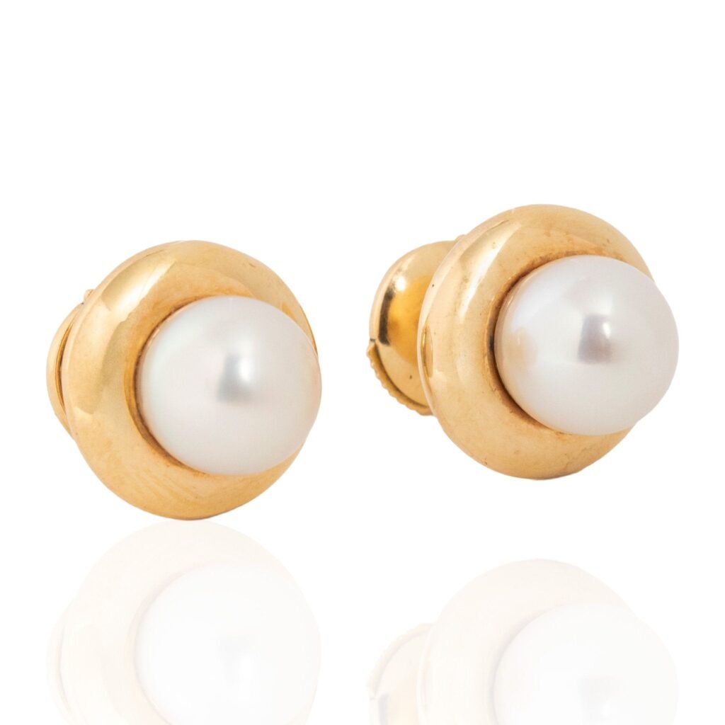 Vintage Pearl Stud Earrings, by Cartier