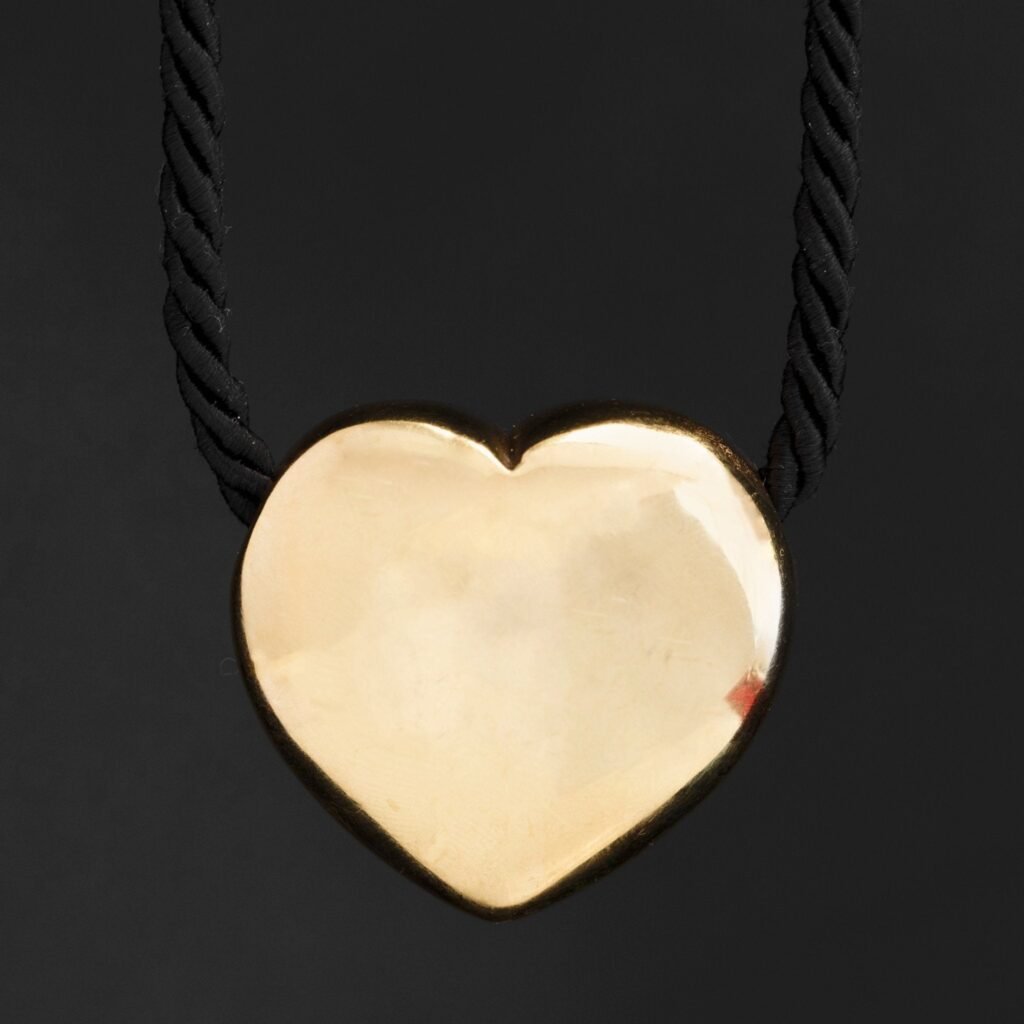 Vintage Puffy Heart Cord Necklace
