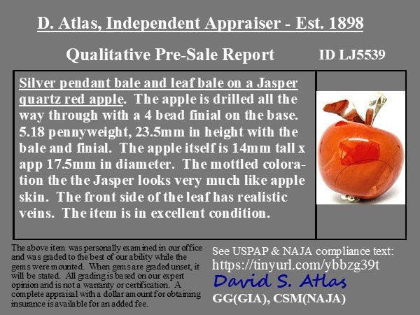 Vintage Jasper Quartz Apple Pendant - Image 4