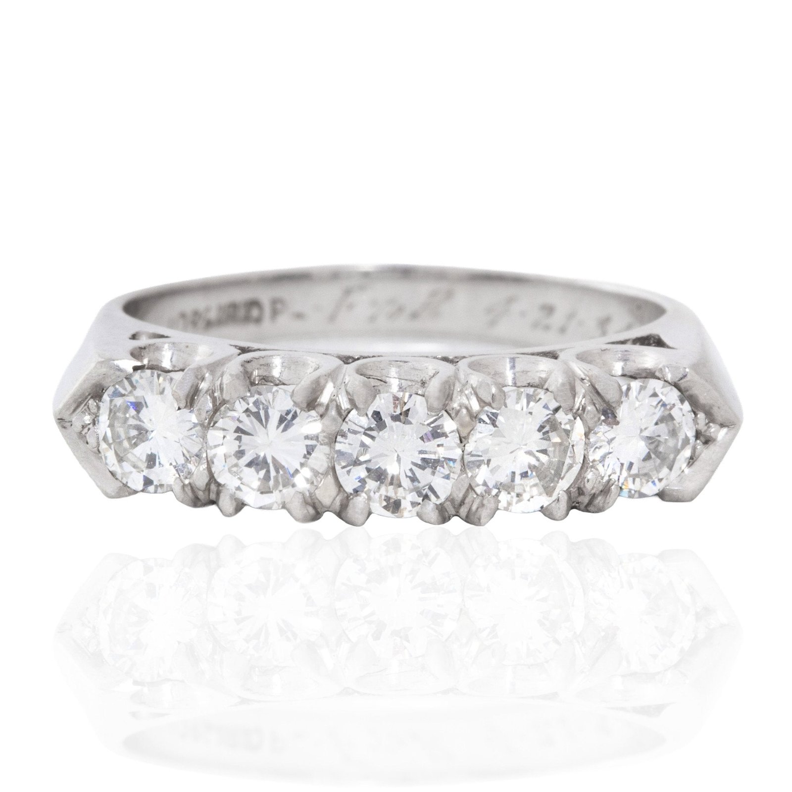 1.00ctw Vintage Round Brilliant Diamond 5-Stone Band