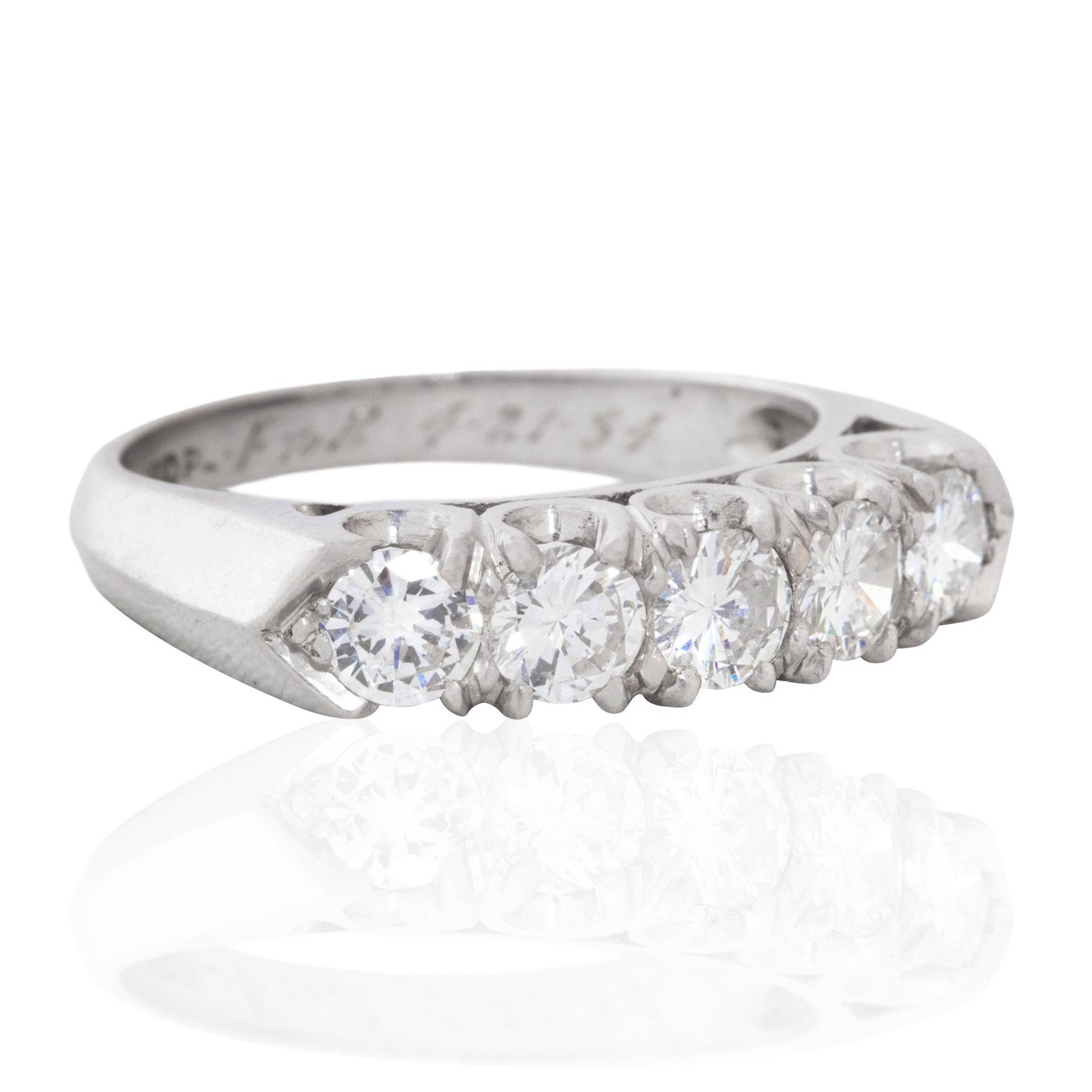 1.00ctw Vintage Round Brilliant Diamond 5-Stone Band - Image 3