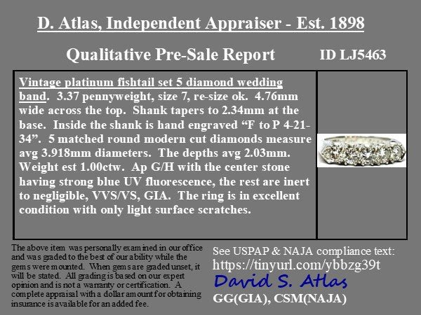 1.00ctw Vintage Round Brilliant Diamond 5-Stone Band - Image 4