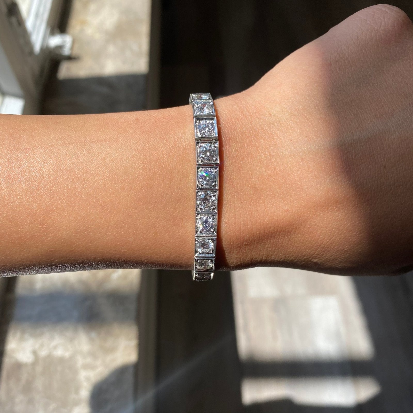10.00ctw Vintage Round Cut Diamond Block Bracelet - Image 2