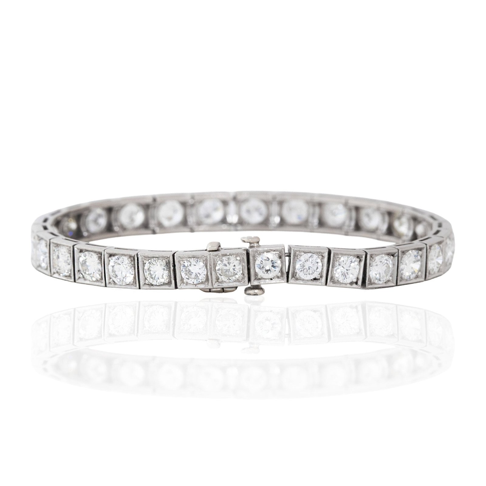 10.00ctw Vintage Round Cut Diamond Block Bracelet - Image 3