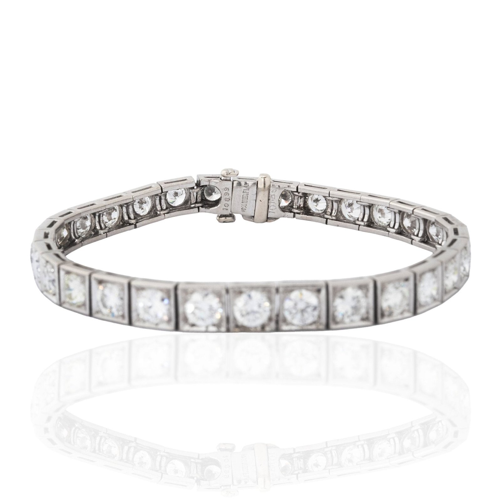 10.00ctw Vintage Round Cut Diamond Block Bracelet - Image 5