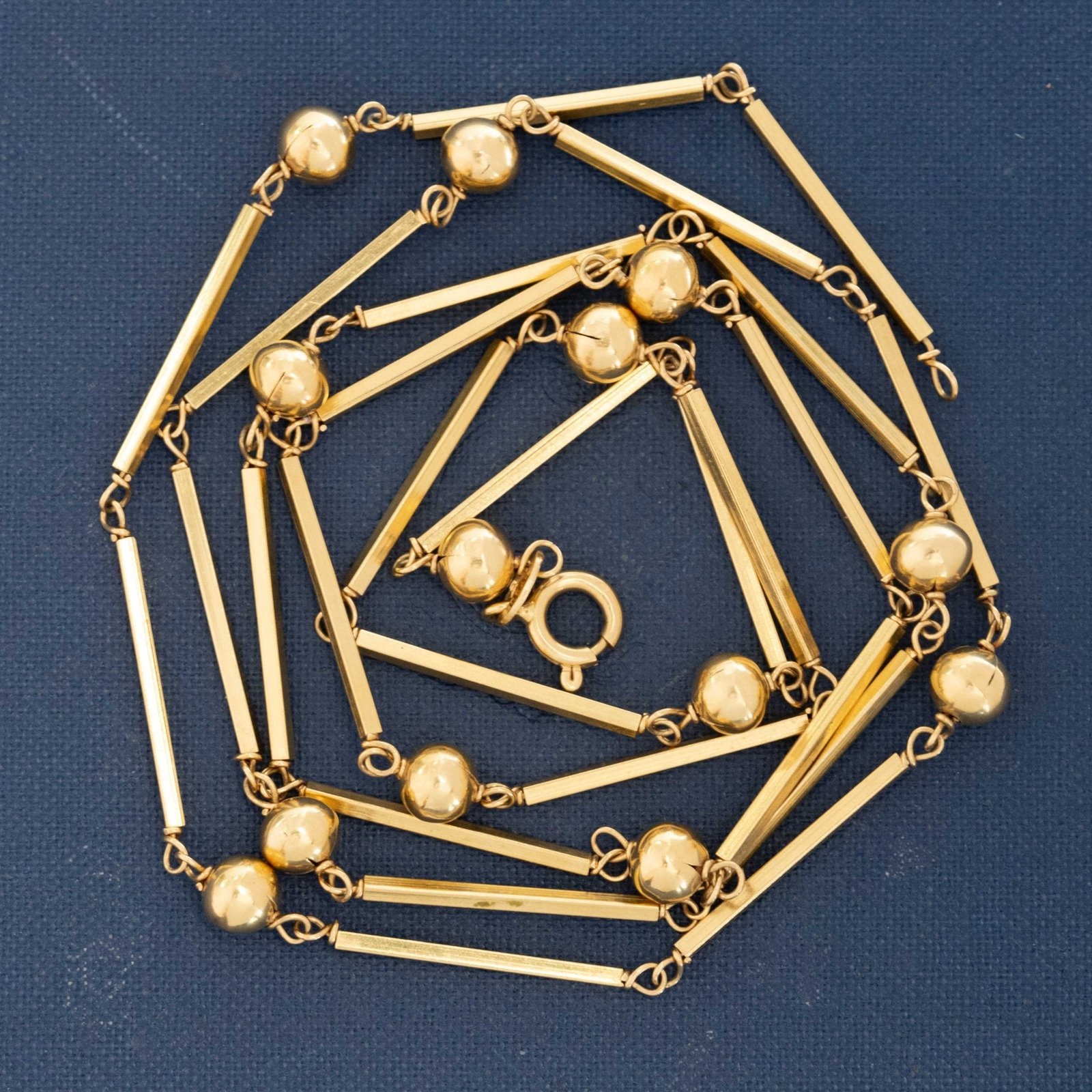 Vintage Sphere & Bar Link Long Chain Necklace - Image 2